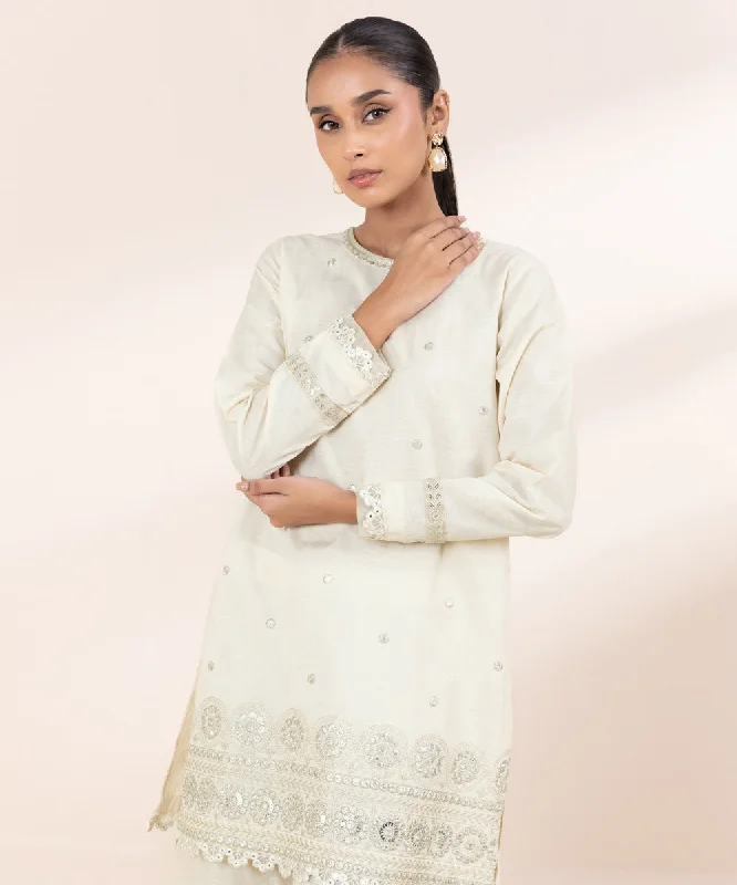 Embroidered Cotton Jacquard Shirt-- Fashionable Trendy Casual