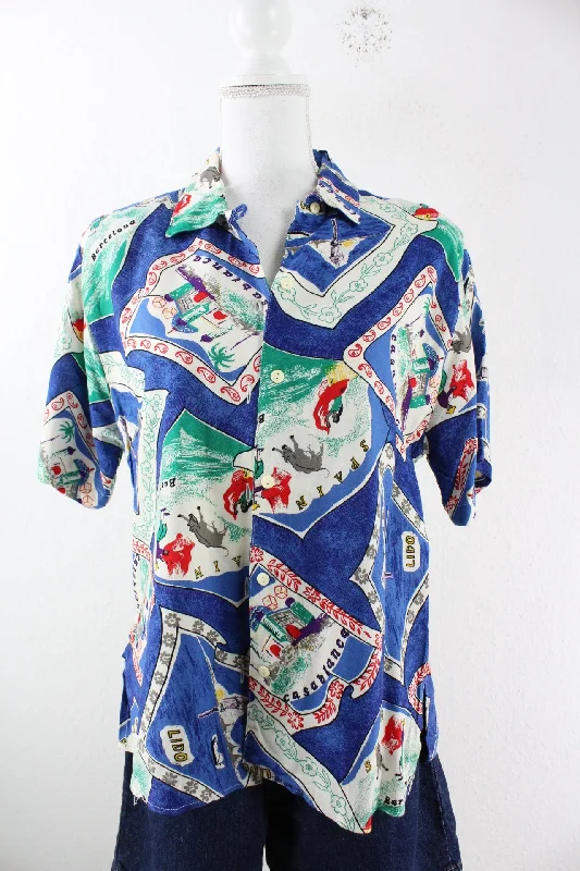 Vintage Hawaii Shirt (S)-- Mesh Blend Leather Blend Suede Blend