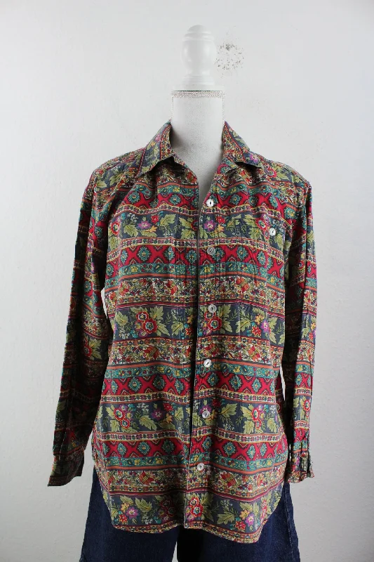 Vintage Liz wear Shirt (S)-- Zippered Buttoned Snapped