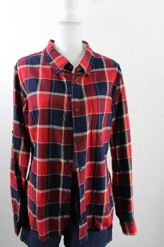 Vintage Plaid Shirt (L)-- Polka Dot Checkered Tartan