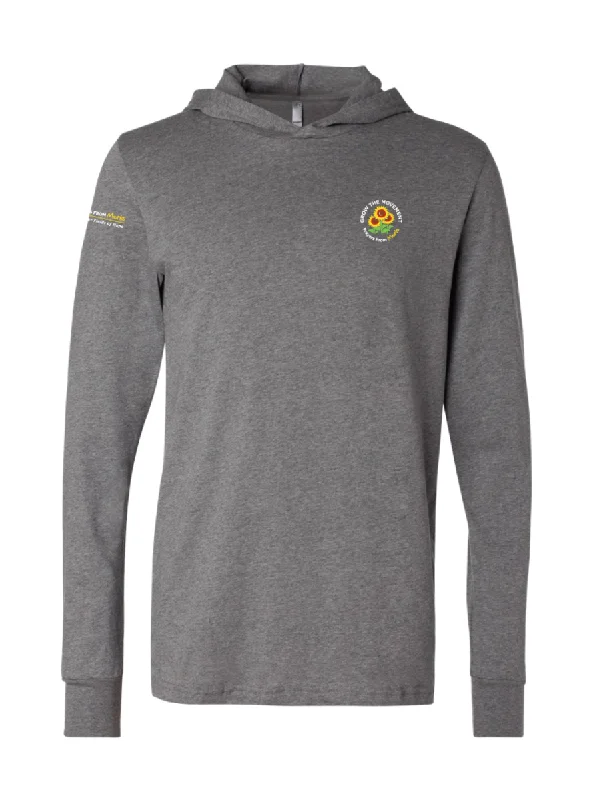Shirt: Hooded T-shirt: Long Sleeve Deep Heather Gray-- Zippered Buttoned Snapped