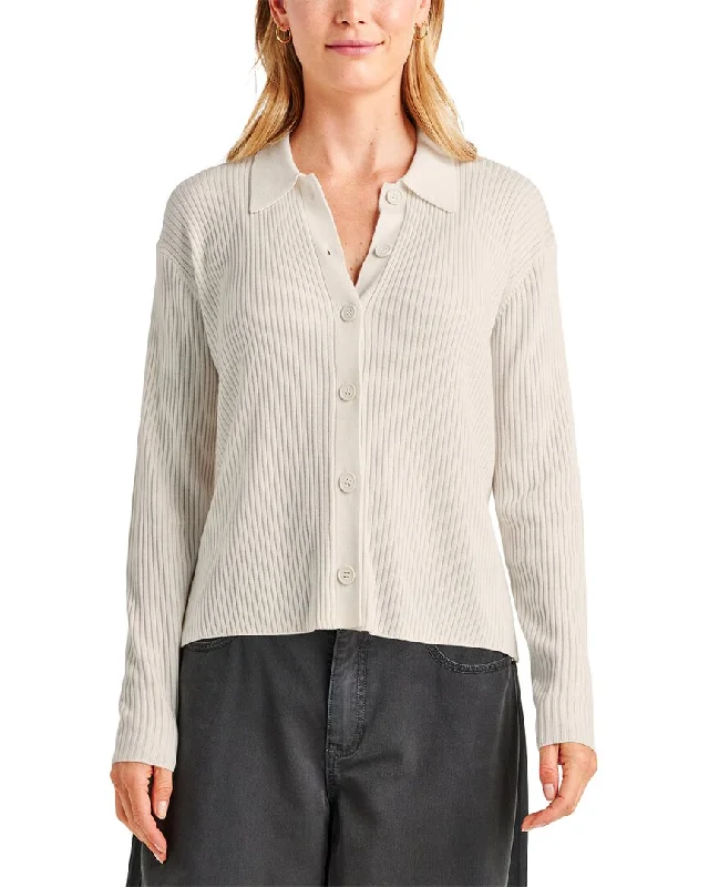 Splendid Georgie Cashmere-Blend Polo Shirt-- Faux Fur Fabric Real Fur Fabric Shearling Fabric