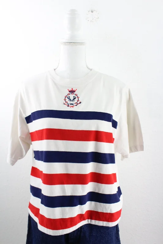 Vintage Striped T-Shirt (XL)-- Satin Blend Silk Blend Wool Blend