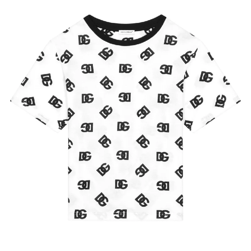 White Logo T-Shirt-- Polka Dot Checkered Tartan