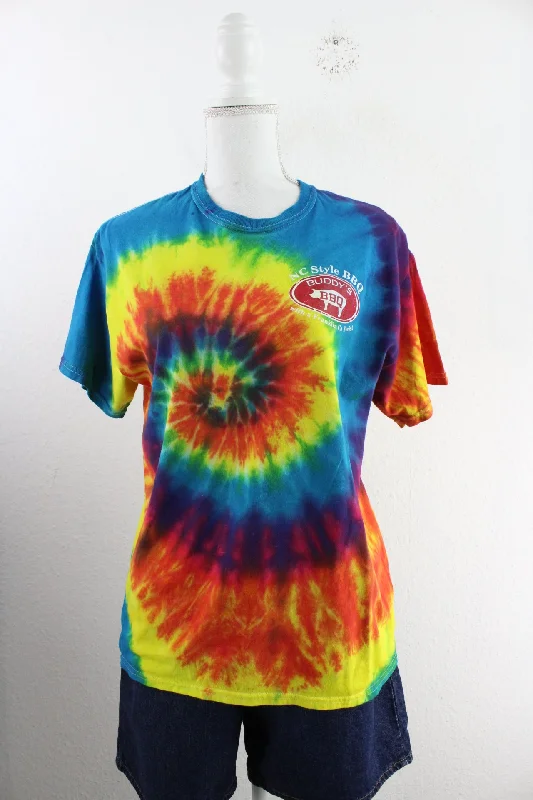Vintage Tie Dye T-Shirt (M)-- Notch Collar Peter Pan Collar Cowl Neck