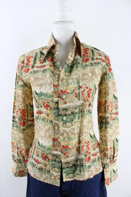 Vintage Apple Shirt (S)-- Collared Crew Neck Turtle Neck