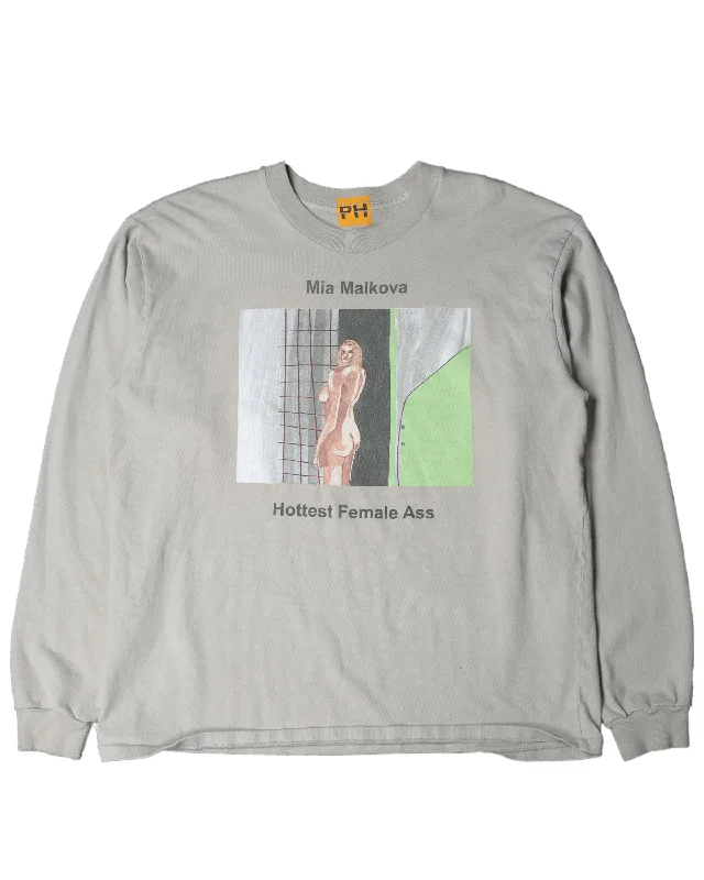 PornHub Mia Malkova Long Sleeve T-Shirt-- Solid Print Embellished