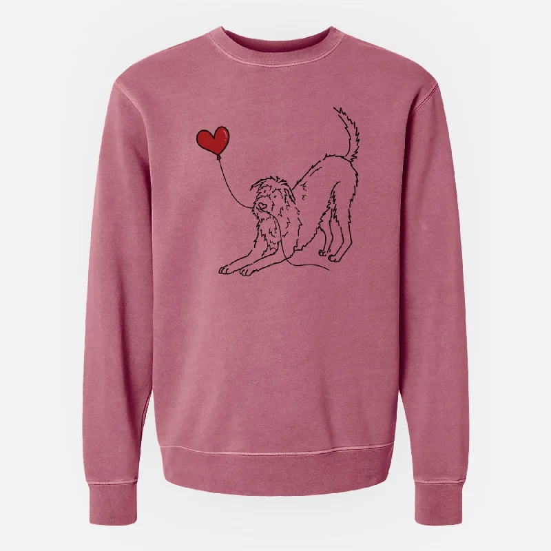 Irish Wolfhound Heart String - Unisex Pigment Dyed Crew Sweatshirt Hoodie Dress Longline Feminine