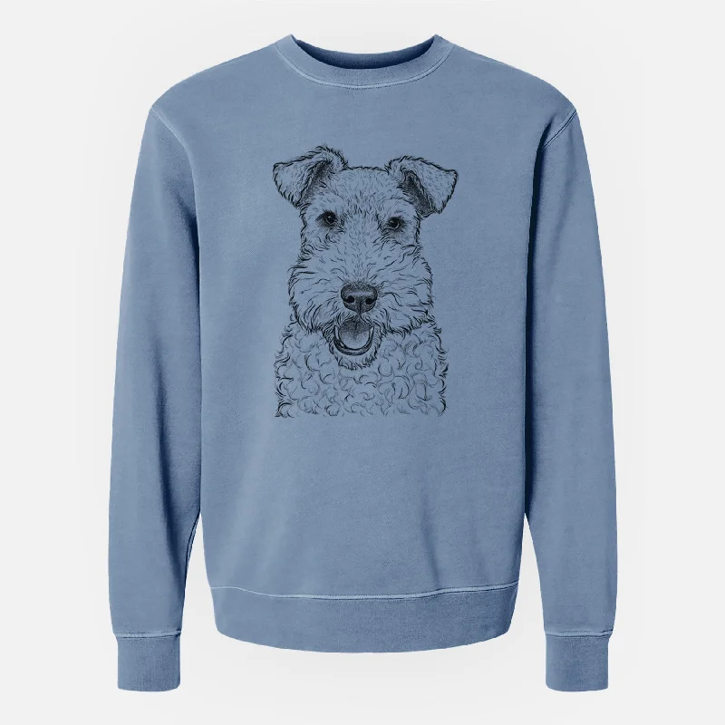 Bare Ted the Wire Fox Terrier - Unisex Pigment Dyed Crew Sweatshirt Hoodie with Hem Drawcord Adjustable Customizable