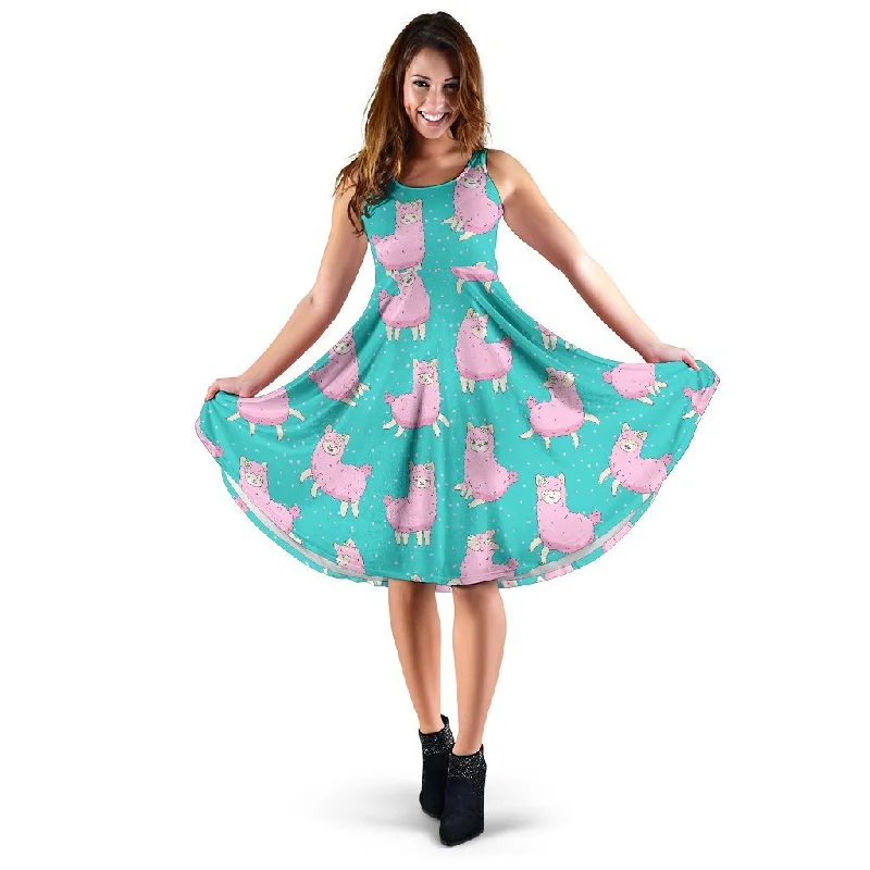 Alpaca Pattern Print Dress Tunics Custom made