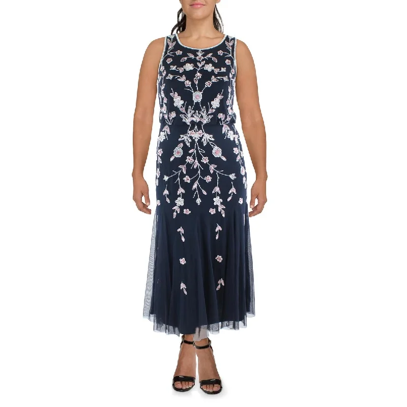 Adrianna Papell Womens Beaded Sleeveless Evening Dress Tunics Plaid country