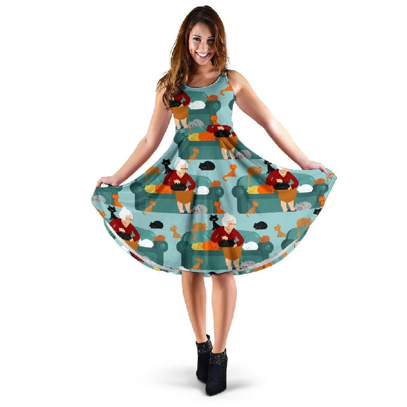 Grandma Nana Pattern Print Dress Tunics Versatile stylish