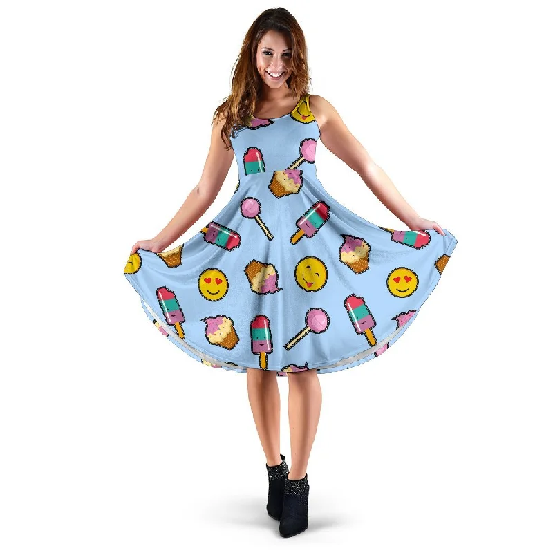 Emoji Dessert Pattern Print Dress Tunics Versatile stylish
