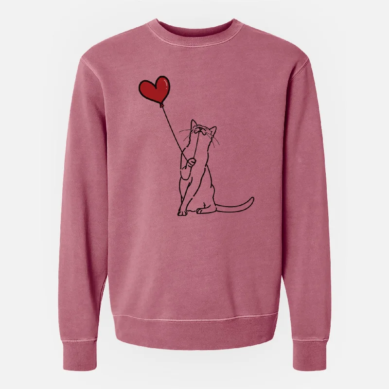Cat Heart String - Unisex Pigment Dyed Crew Sweatshirt Hoodie with Turtle Neck Cozy Winter