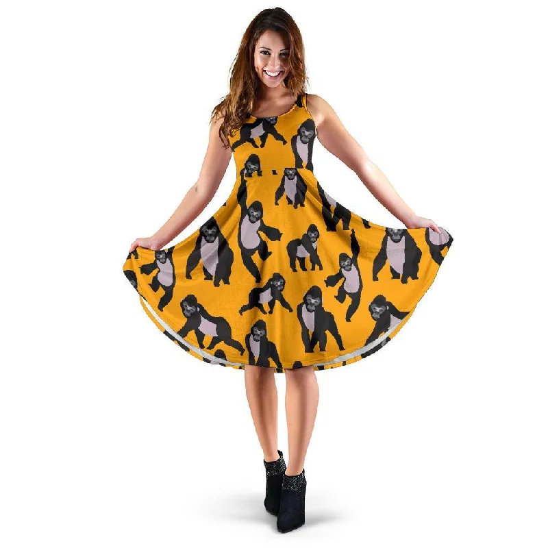 Gorilla Pattern Print Dress Tunics Versatile functional