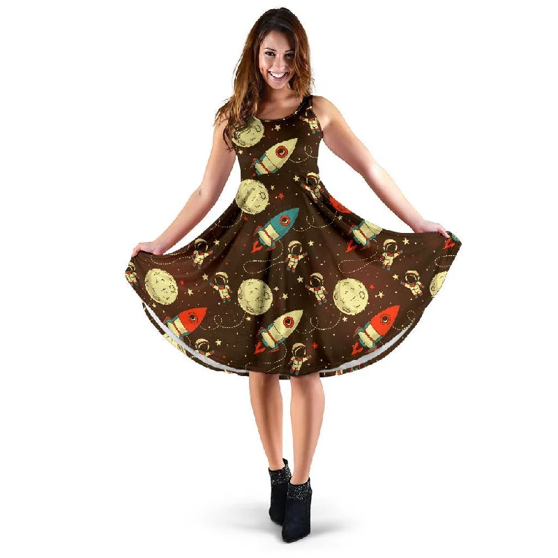 Astronaut Space Pattern Print Dress Tunics Mesh breathable