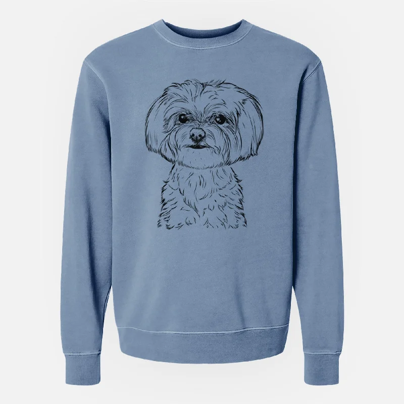 Bare Willow the Maltese - Unisex Pigment Dyed Crew Sweatshirt Hoodie with Exposed Zipper Edgy Industrial