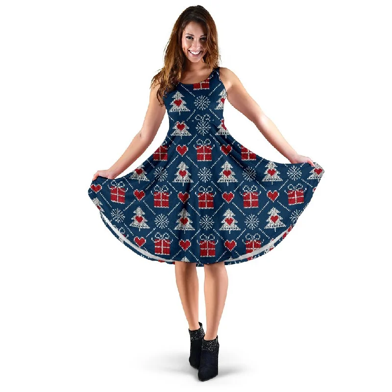 Fairisle Gift Christmas Pattern Print Dress Tunics Hiking breathable