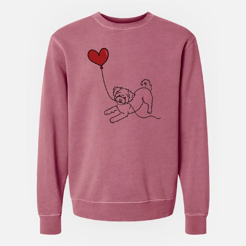 Morkie Heart String - Unisex Pigment Dyed Crew Sweatshirt Hoodie with Pattern Geometric Abstract