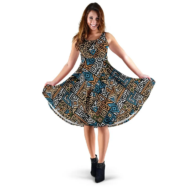 Ethnic Print Pattern Dress Tunics Formal black