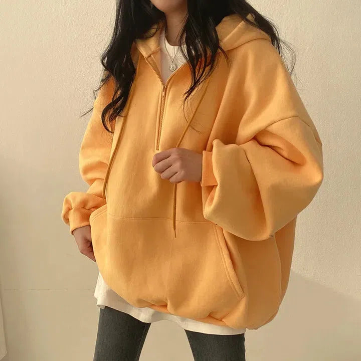 Indie Oversized Zip Up Hoodie Hoodie with Hidden Zipper Minimalist Clean