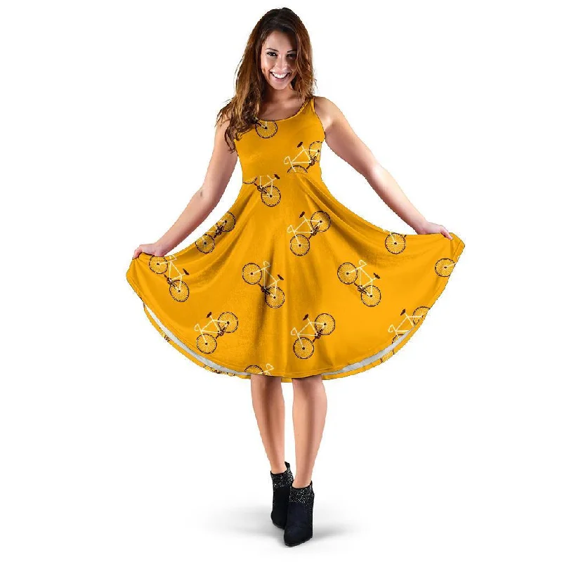 Bicycle Pattern Print Dress Tunics Trendy modern
