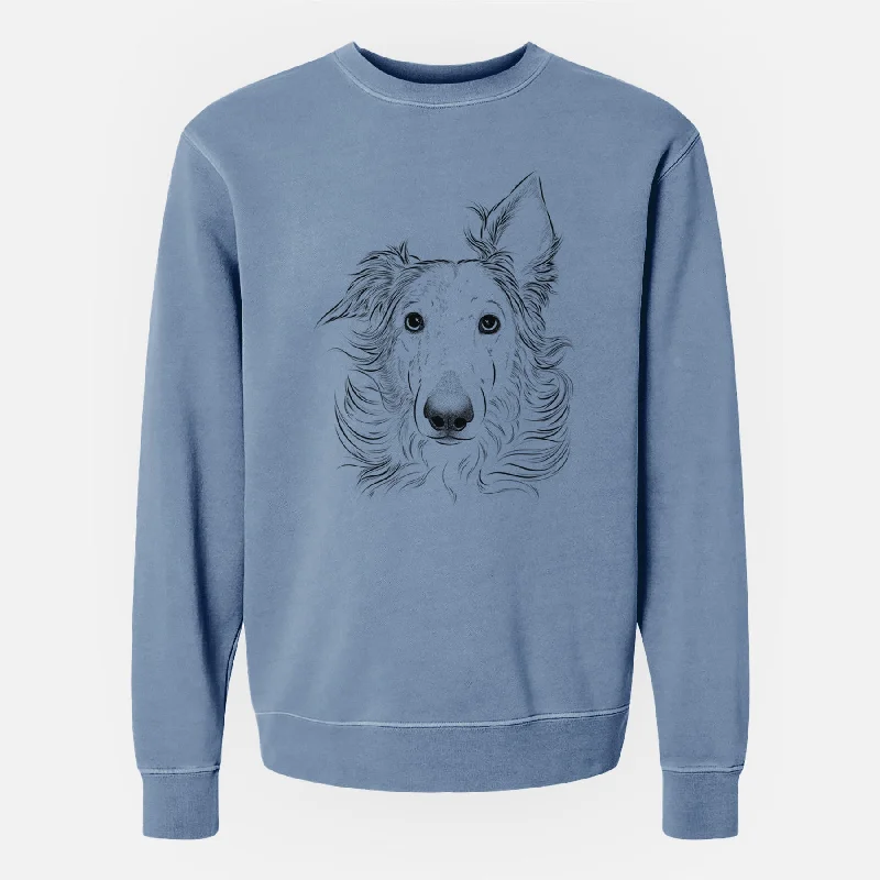 Bare Jasha the Borzoi - Unisex Pigment Dyed Crew Sweatshirt Hoodie with Hem Ribbing Snug Secure