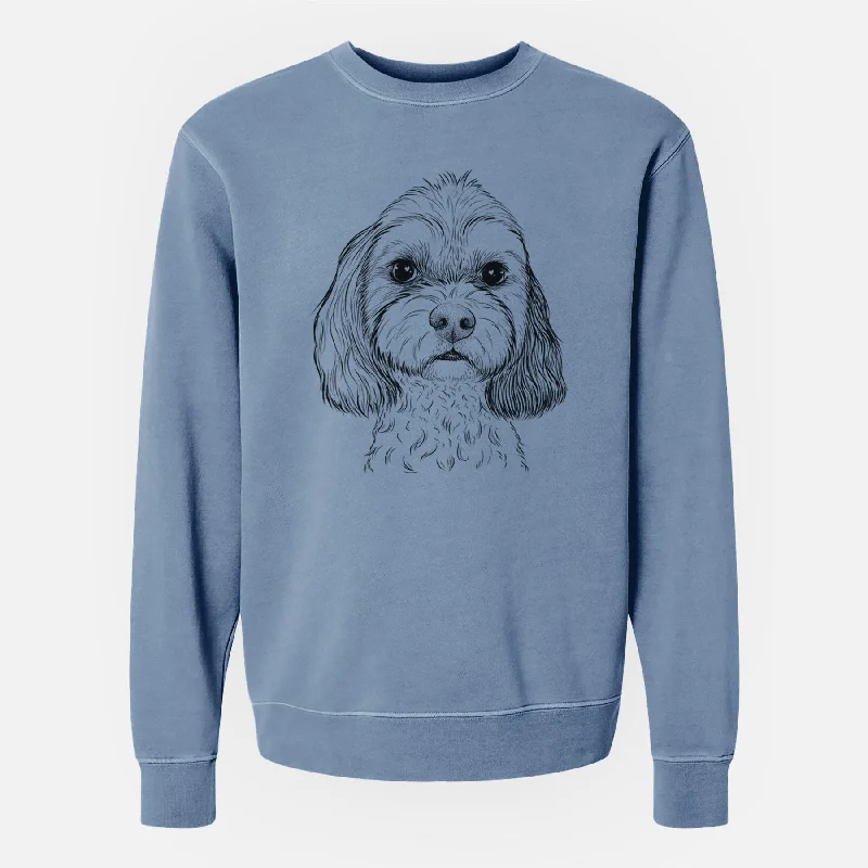 Bare Jasper Diggins the Cavapoo - Unisex Pigment Dyed Crew Sweatshirt Hoodie with Hem Detail Decorative Unique