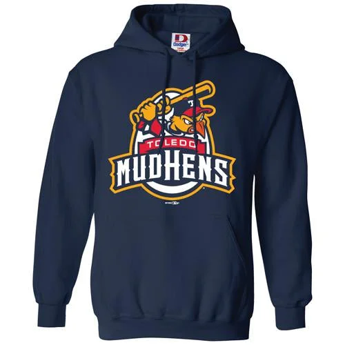 Toledo Mud Hens Navy Official Logo Hooded Sweatshirt Zip Hoodie Drawstring Kangaroo Pocket