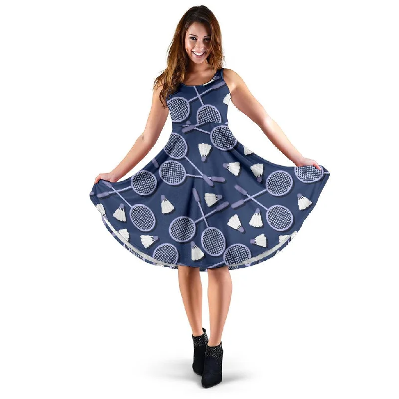 Badminton Pattern Print Dress Tunics Short Trendy