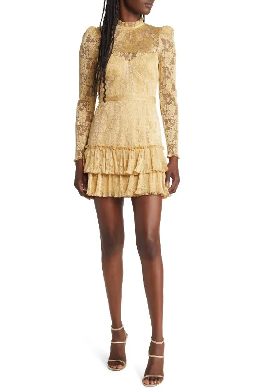Adria Dress In Gold sweetheart Neckline Romantic