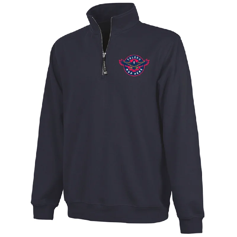 Toledo Mud Hens Real Bird Crosswind 1/4 Zip Sweatshirt Hoodie with Applique Textured Unique