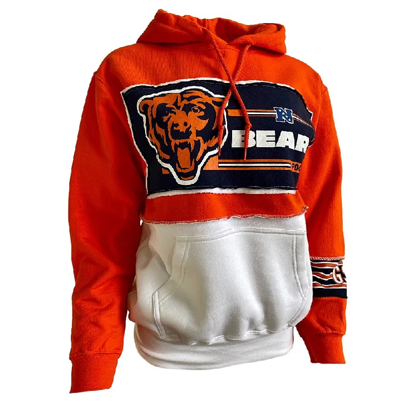 Chicago Bears Unisex Hooded Sweatshirt Hoodie with Rolled Sleeves Casual Relaxed