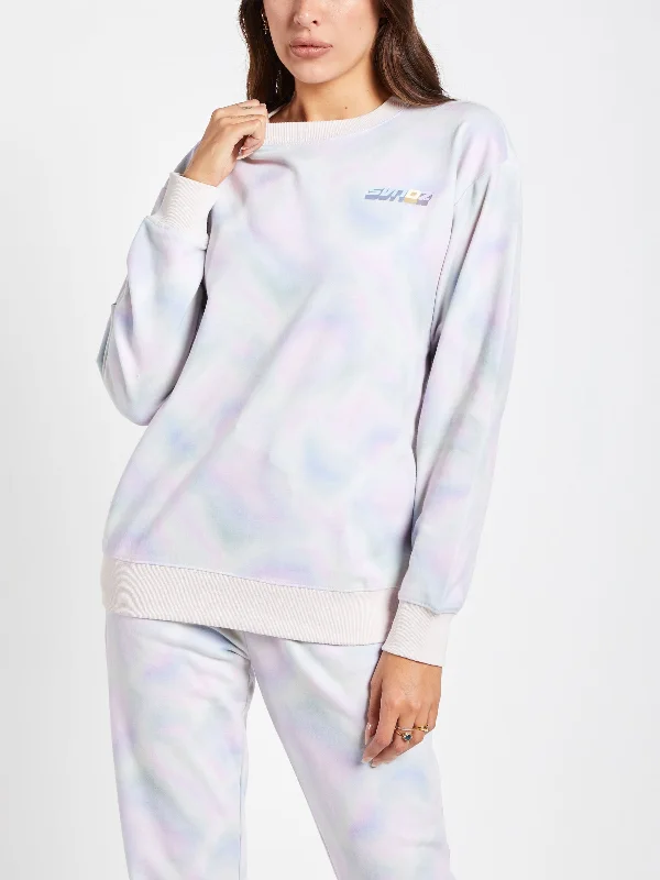 Cotton Candy Sweatshirt Unisex Hoodie with Batwing Sleeves Loose Dramatic