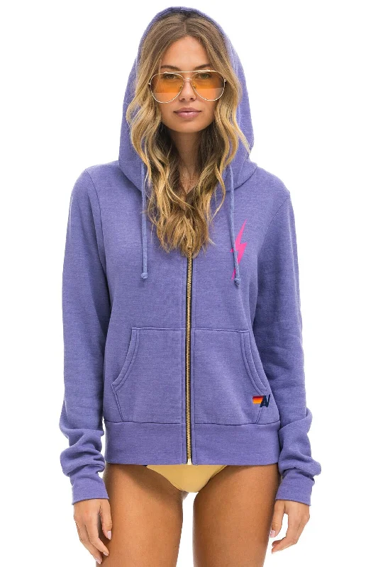 BOLT 2 HOODIE - LAVENDER //  NEON PINK Hoodie with Hem Lace Feminine Delicate