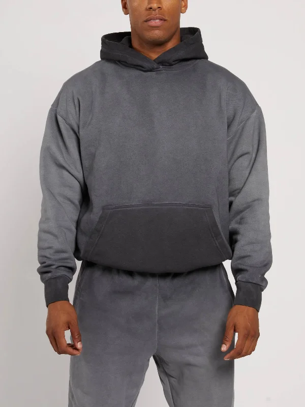 Bleach Spray Hoodie - Black Hoodie with Earth Tones Natural Calm