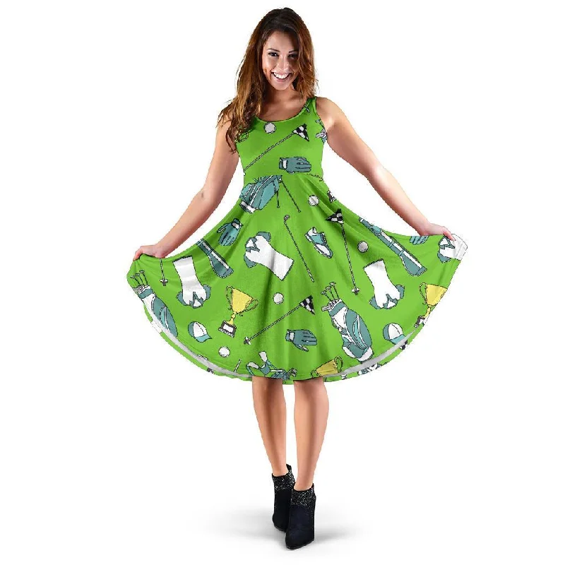 Golf Green Print Pattern Dress Tunics Practical easy-care