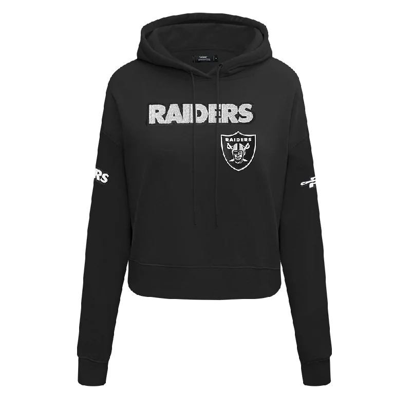 NFL LAS VEGAS RAIDERS GAME DAY CLASSICS WOMEN'S DK CROPPED PO HOODIE (BLACK) Hoodie with High Neck Warm Protective