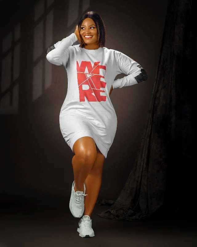 Bel Army sweatshirt dress Hoodie with Front Slit Layering Stylish