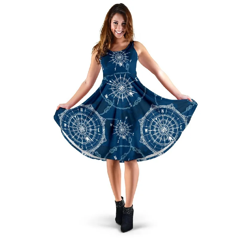 Compass Print Pattern Dress Tunics Cozy comfortable