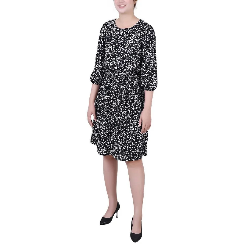 NY Collection Womens Petites Printed  Sheath Dress Tunics Summer linen