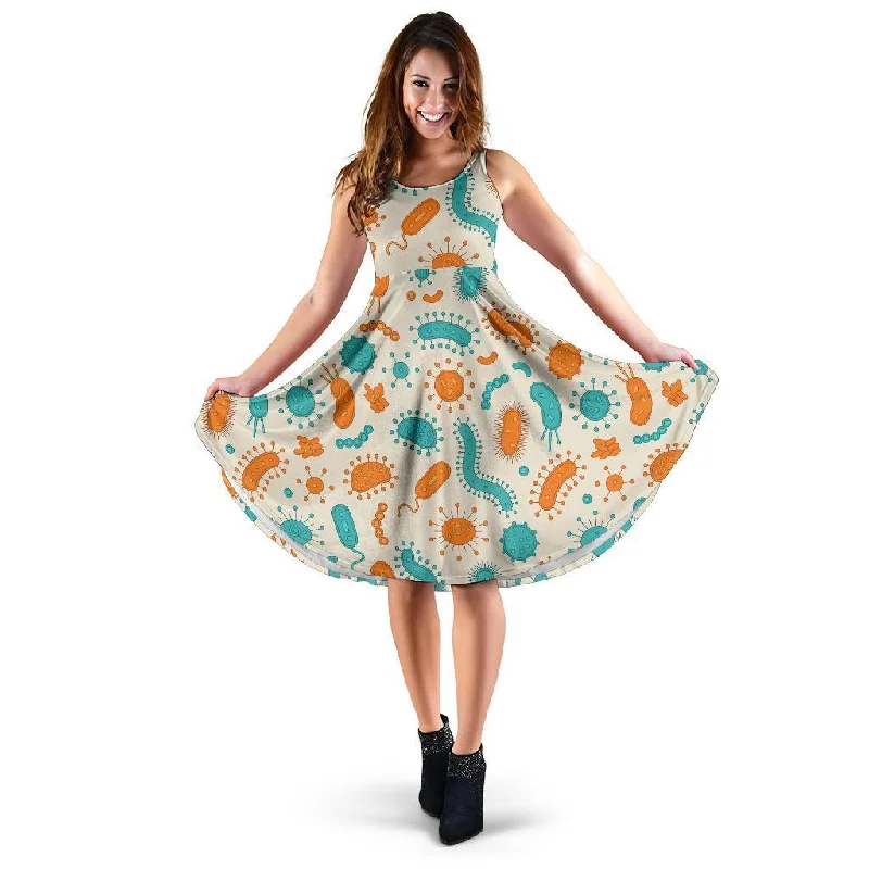 Bacteria Virus Print Pattern Dress Tunics stripes playful