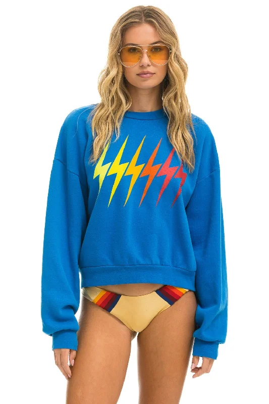 BOLT GRADIENT RELAXED CREW SWEATSHIRT - OCEAN // RAINBOW Hoodie with Drawstring Waist Adjustable Fitted