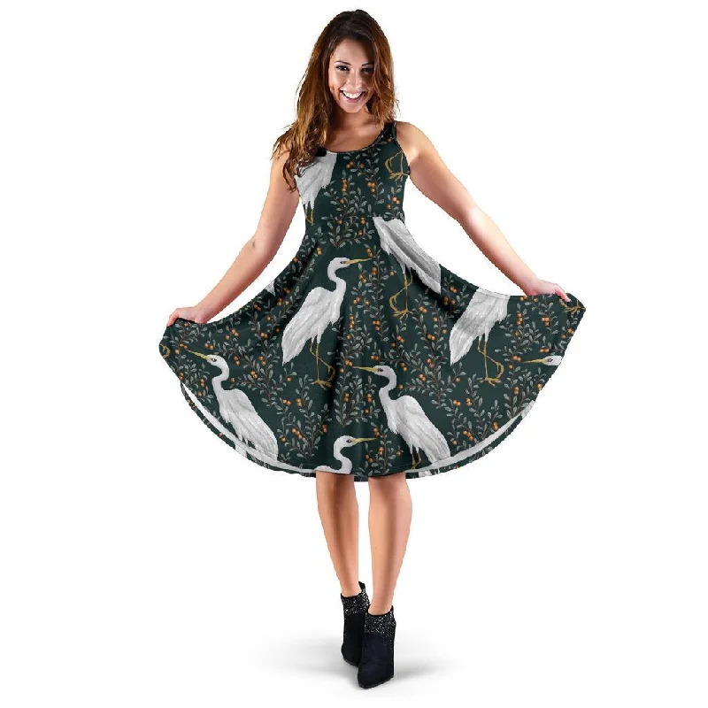Heron Pattern Print Dress Tunics Running lightweight