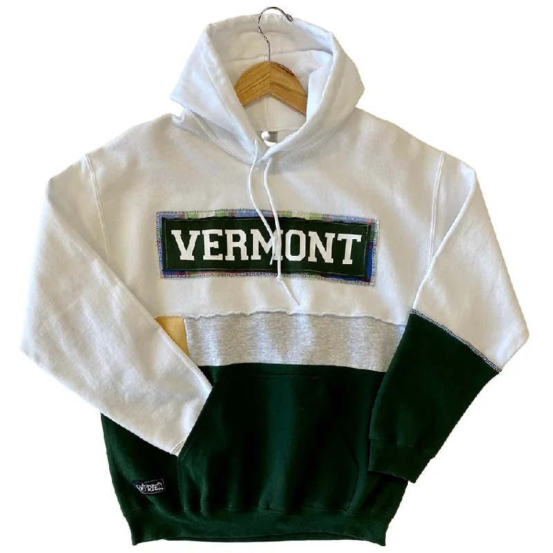 Vermont Unisex Hooded Sweatshirt white/green Hoodie with Toggle Buttons Decorative Unique