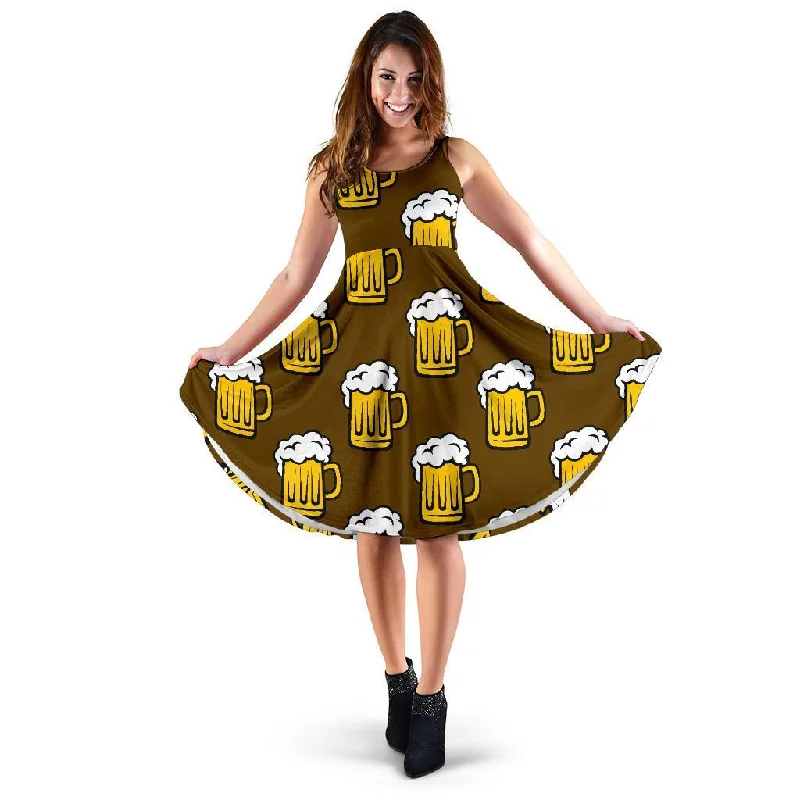 Beer Print Pattern Dress Pencil Office Professional