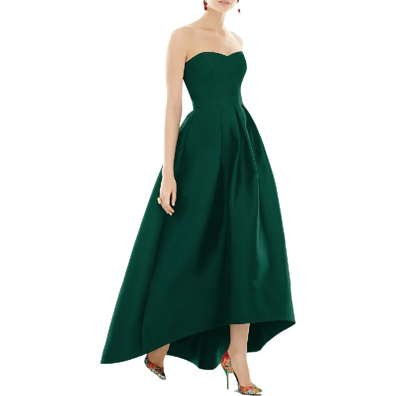 Alfred Sung Womens Taffeta Hi-Low Evening Dress Boatneck Modish Everyday