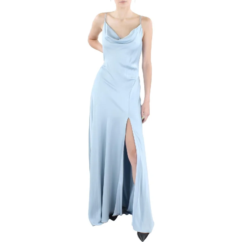 Jonathan Simkhai Womens Finley Satin Cowl Neck Evening Dress Tunics Velvet soft