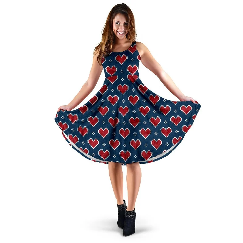 Fairisle Heart Christmas Pattern Print Dress Tunics Gym athletic