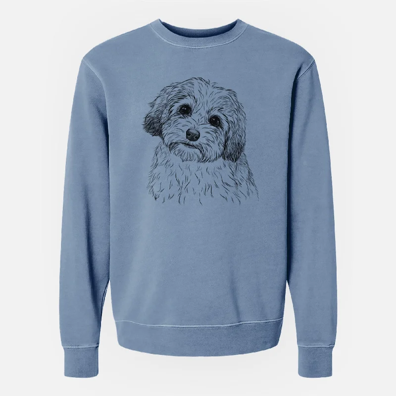 Bare Henry the Havanese - Unisex Pigment Dyed Crew Sweatshirt Hoodie with Ribbed Cuffs Snug Fit Comfort